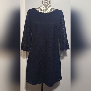 London Times Midnight Blue Lace Dress